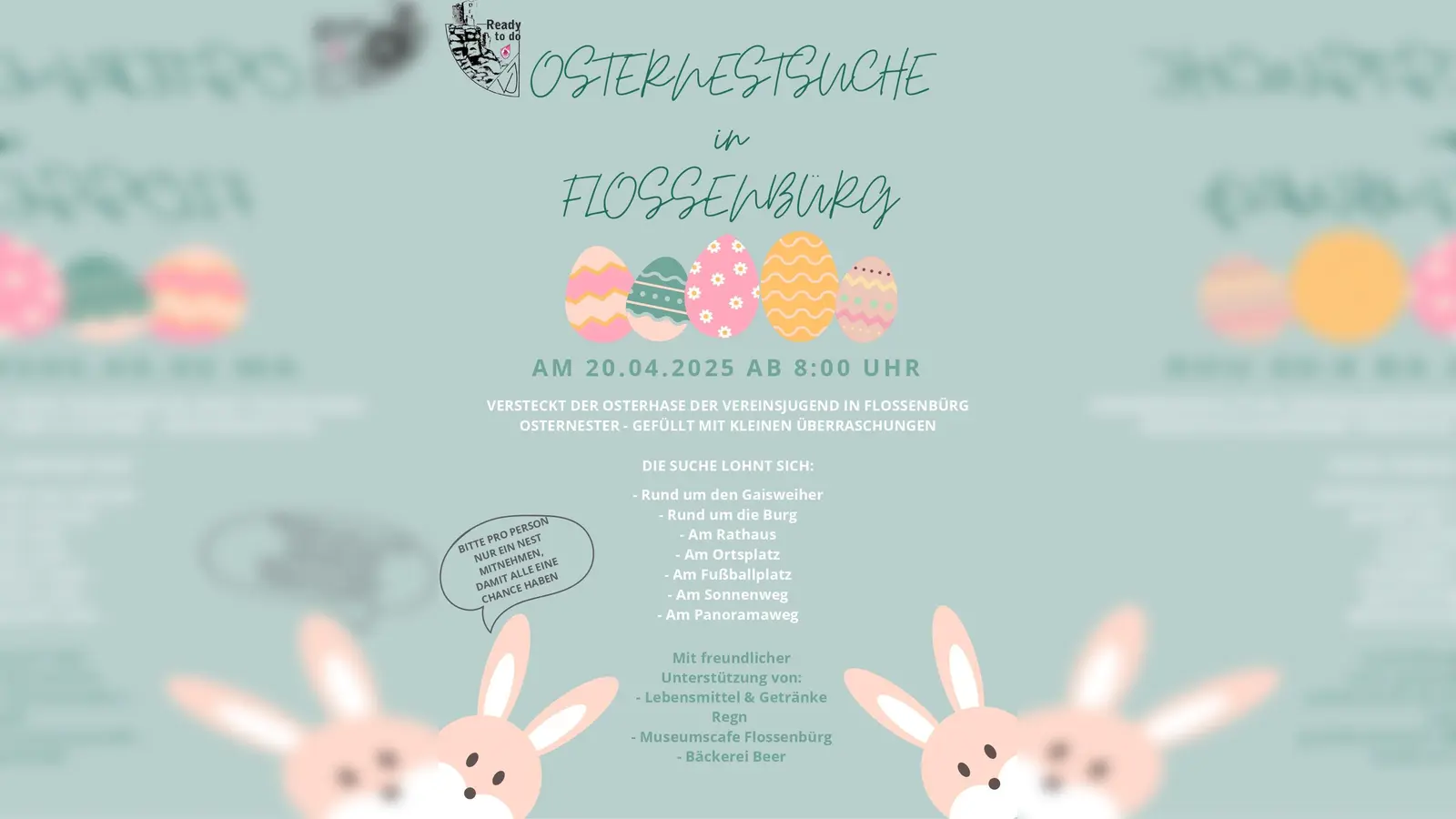 Plakat zur Osternestsuche 2025 der TSV Vereinsjugend Flossenbürg. (Bild: Jonas Meiler)