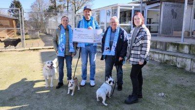 Auf dem Foto von links: Benjamin Heller, Markus Schwägerl und Reinhard Heller und Sophia Forster vom Tierheim (Bild: Benjamin Heller)