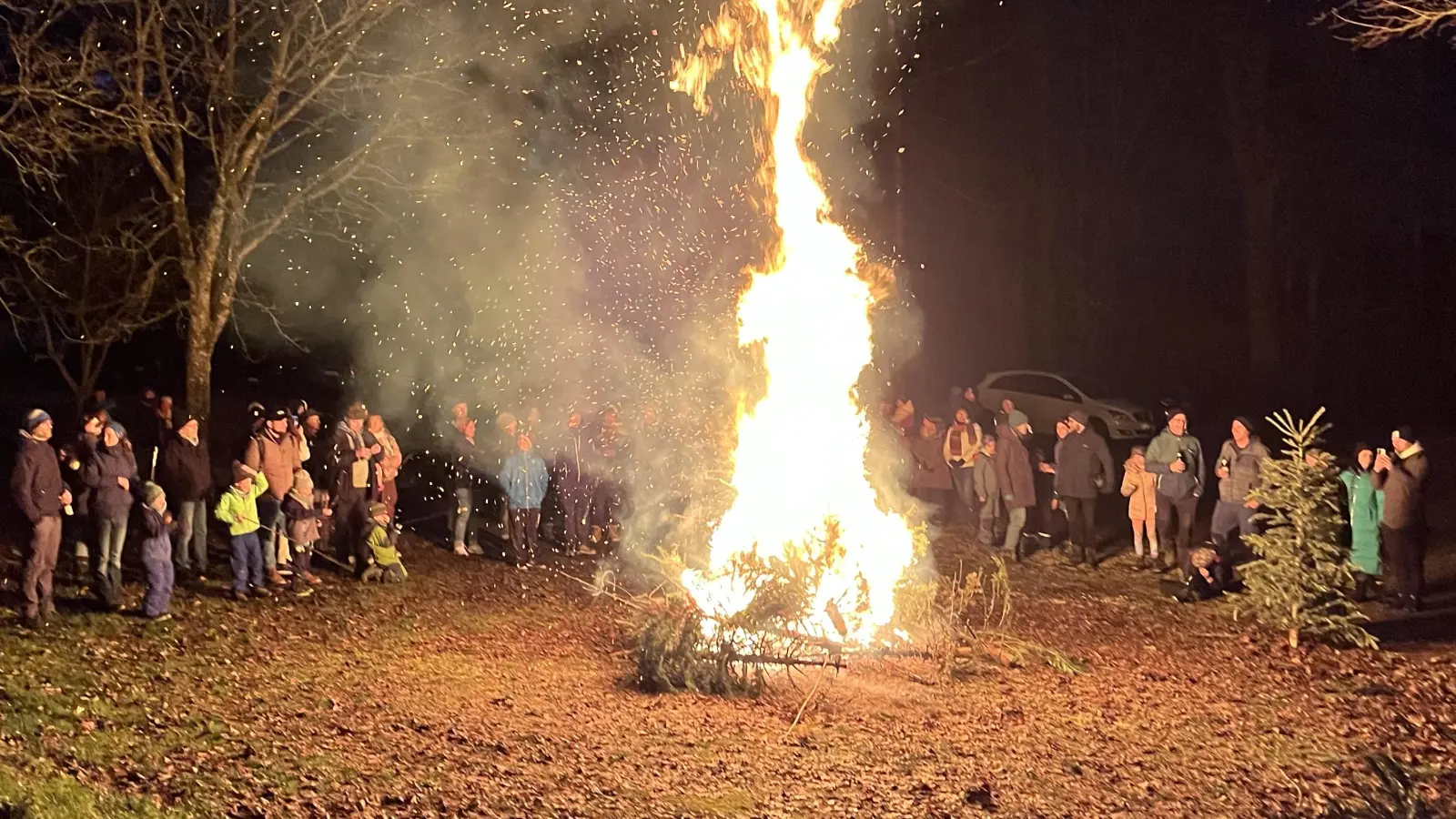 Ausgedienten Christbäume gehen in Flammen auf (Bild: Thomas Dotzler)