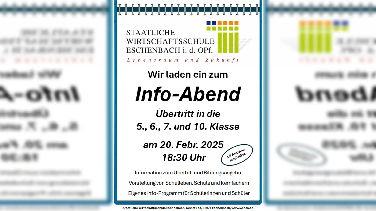 Plakat zum Infoabend an der Wirtschaftsschule Eschenbach (Bild: Jürgen Koller)