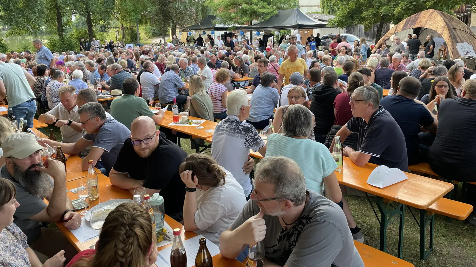 Stimmungsvolle Atmosphäre bei Wein am Weiher (Bild: Klaus Riede)